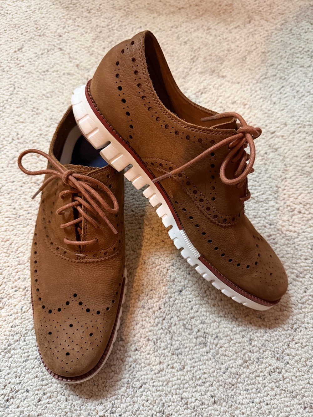 Men's Cole Han Zero Grand Brown Suede Wingtip Lace-Up Shoes Sz 11